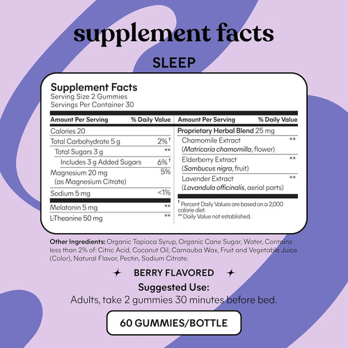 Lemme Sleep Gummies X60 Suplemento Ayuda Natural A Dormir Frutos Rojos