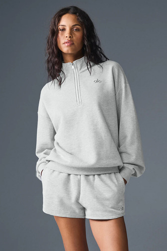 Alo Yoga Buzo Unisex Accolade 1/4 Zip Pullover Estilo Overs S - 4 Gris Claro Accolade 1/4 Zip