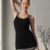 Alo Yoga Vestido Deportivo Tennis Club Sweaters 100% Algodón Negro Ribetes Canalé Xs - 2