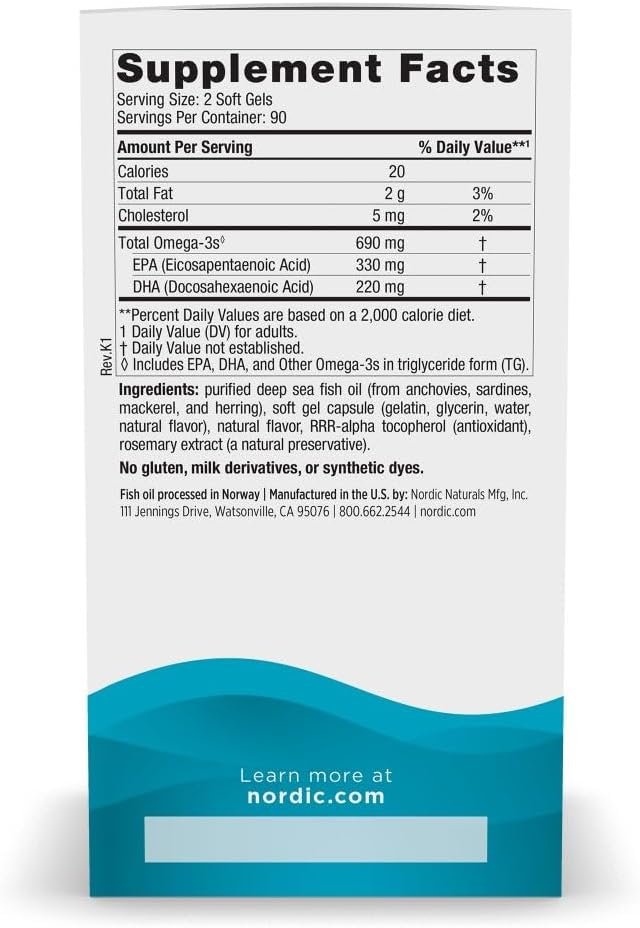 Nordic Naturals Omega-3 690mg Limon – 180 Softgels - Imagen 3